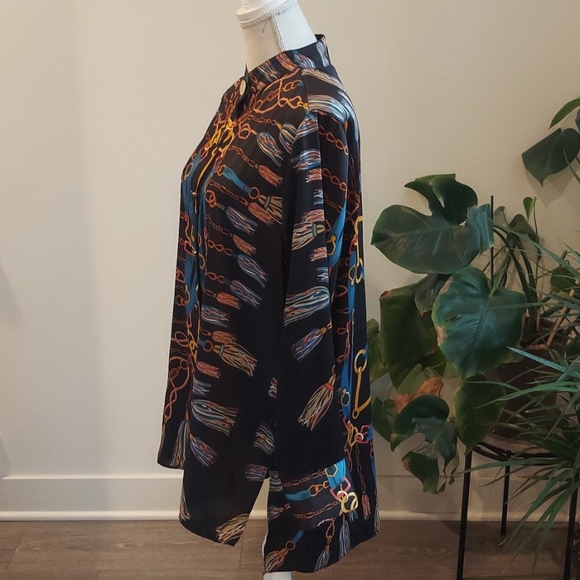 Zara size XL  silk chain print button up - Picture 10 of 15